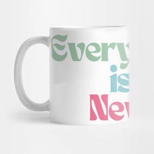 Every Day Is A New Start. Retro Vintage Motivational and Inspirational Saying. Green, Blue and Pink Mug